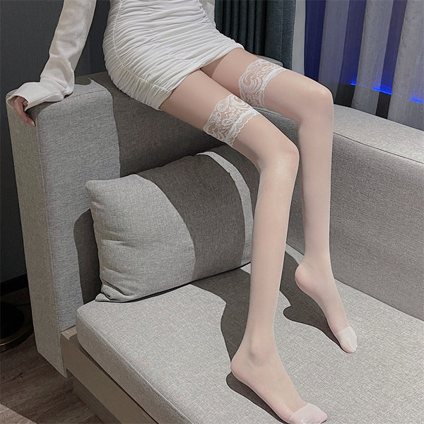 Silk Pantyhose for Women Silicone Thigh Knee High Stockings